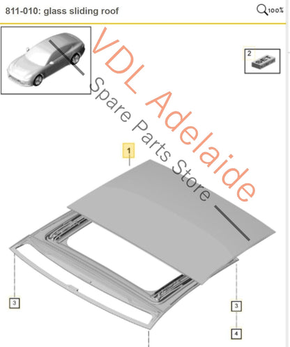 Porsche Panamera Turbo 971 Panoramic Glass Sunroof Roof Panel