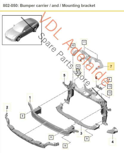 Porsche Panamera Turbo 971 Front Radiator Reinforcement Panel 971805561 971805561A