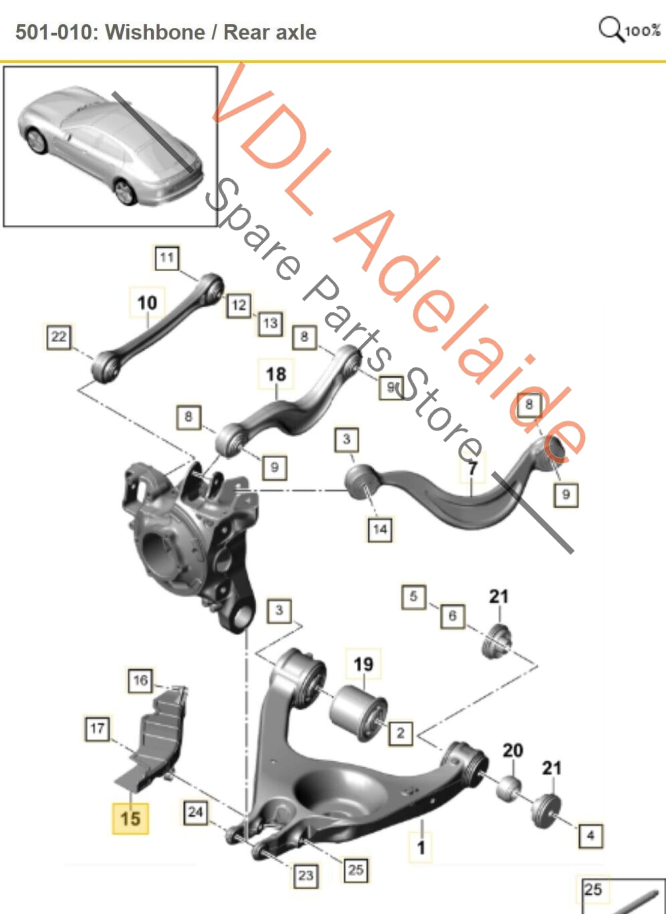 Porsche Panamera Turbo 971 Pair of Rear Suspension Wishbone Air Guide Guides 971505570A