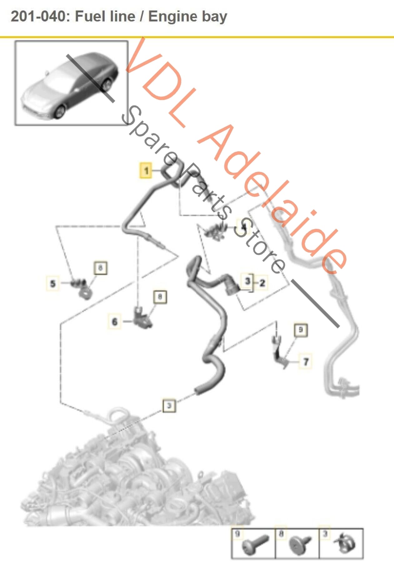 Porsche Panamera Turbo 971 Stainless Steel Fuel Pipe Hose Line 9A713029610 9A713029610