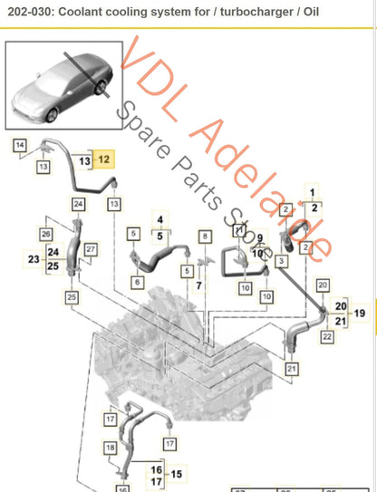 Porsche Panamera Turbo 971 Steel Coolant Return Pipe Line Hose 9A714594800 9A714594800