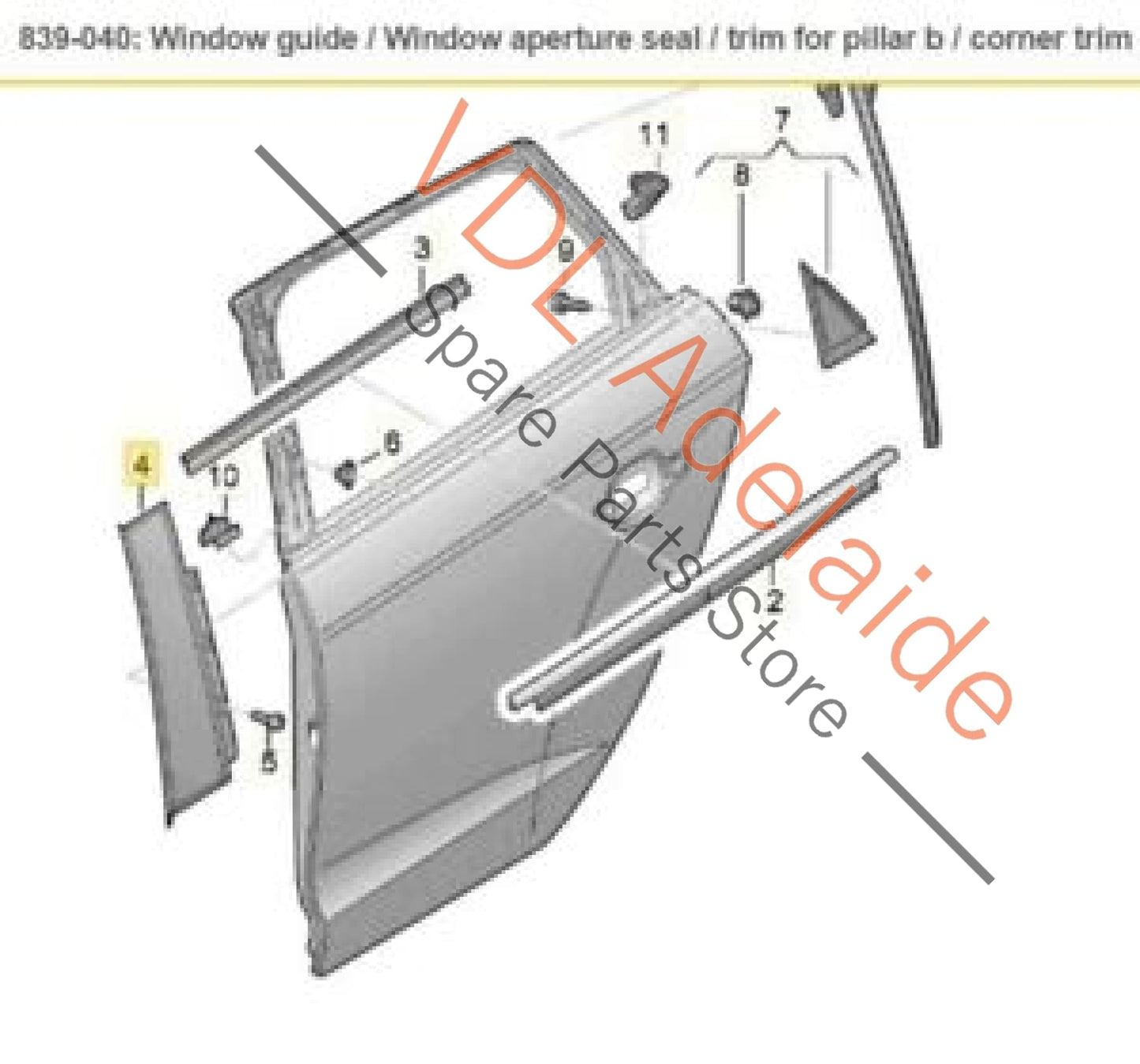 Audi RS3 8V Sportback Rear Right Exterior Trim for Pillar B 8V4839902B5FQ