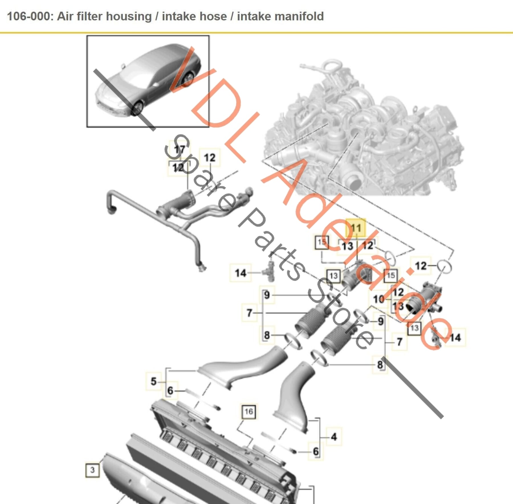 Porsche Panamera Turbo 971 CVDA CVD Engine Intake Manifold Right 9A712960600 9A712960600