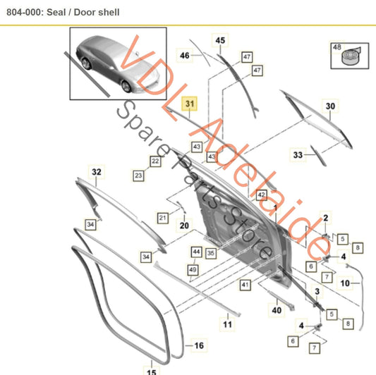 Porsche Panamera Turbo 971 Right Front Door Exterior Weather Seal 971837120A