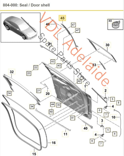 Porsche Panamera Turbo 971 Left Front Door Exterior Weather Seal 971853101CV09