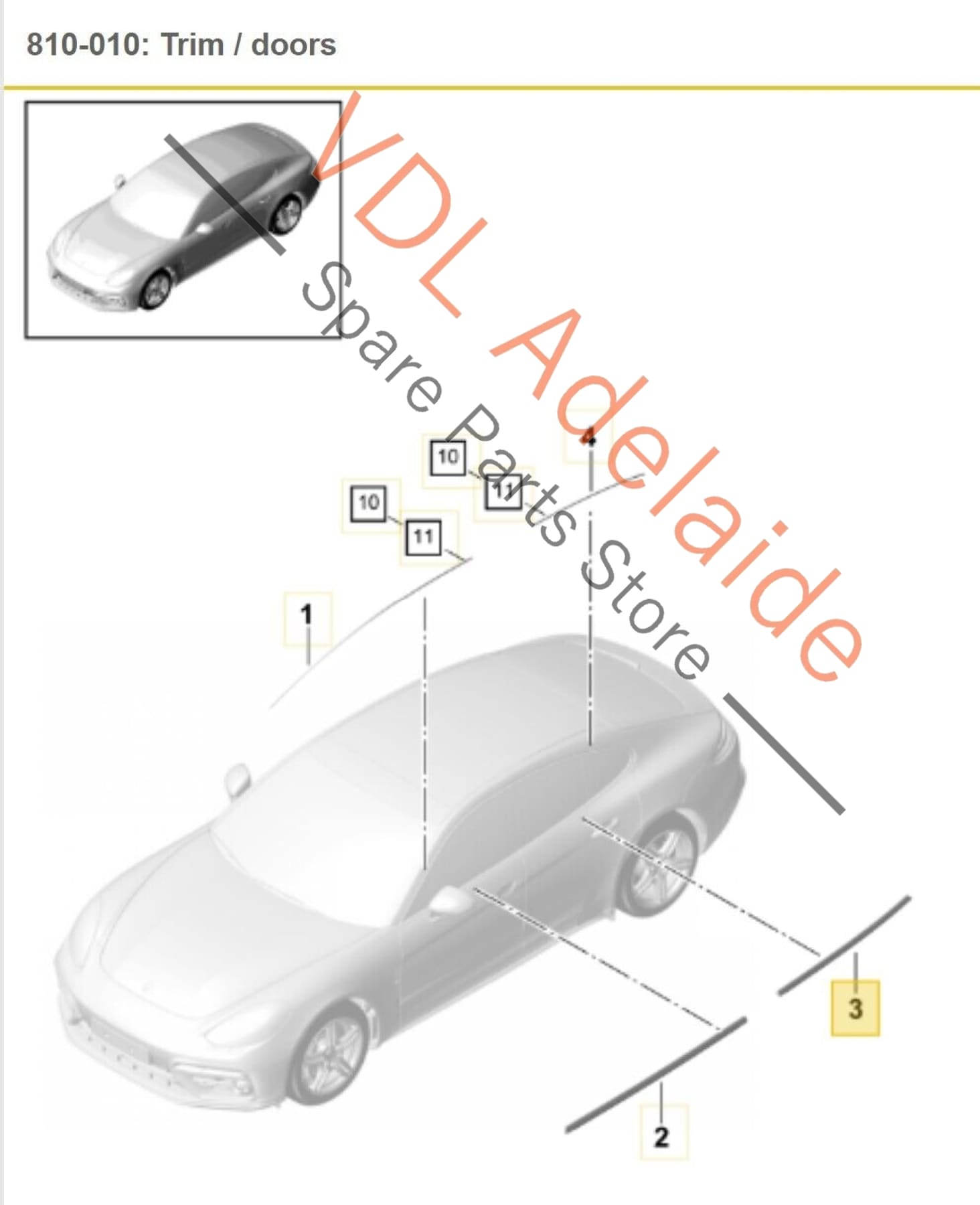 Porsche Panamera Turbo 971 Right Rear Window Slot Seal Door Exterior Chrome 971839476