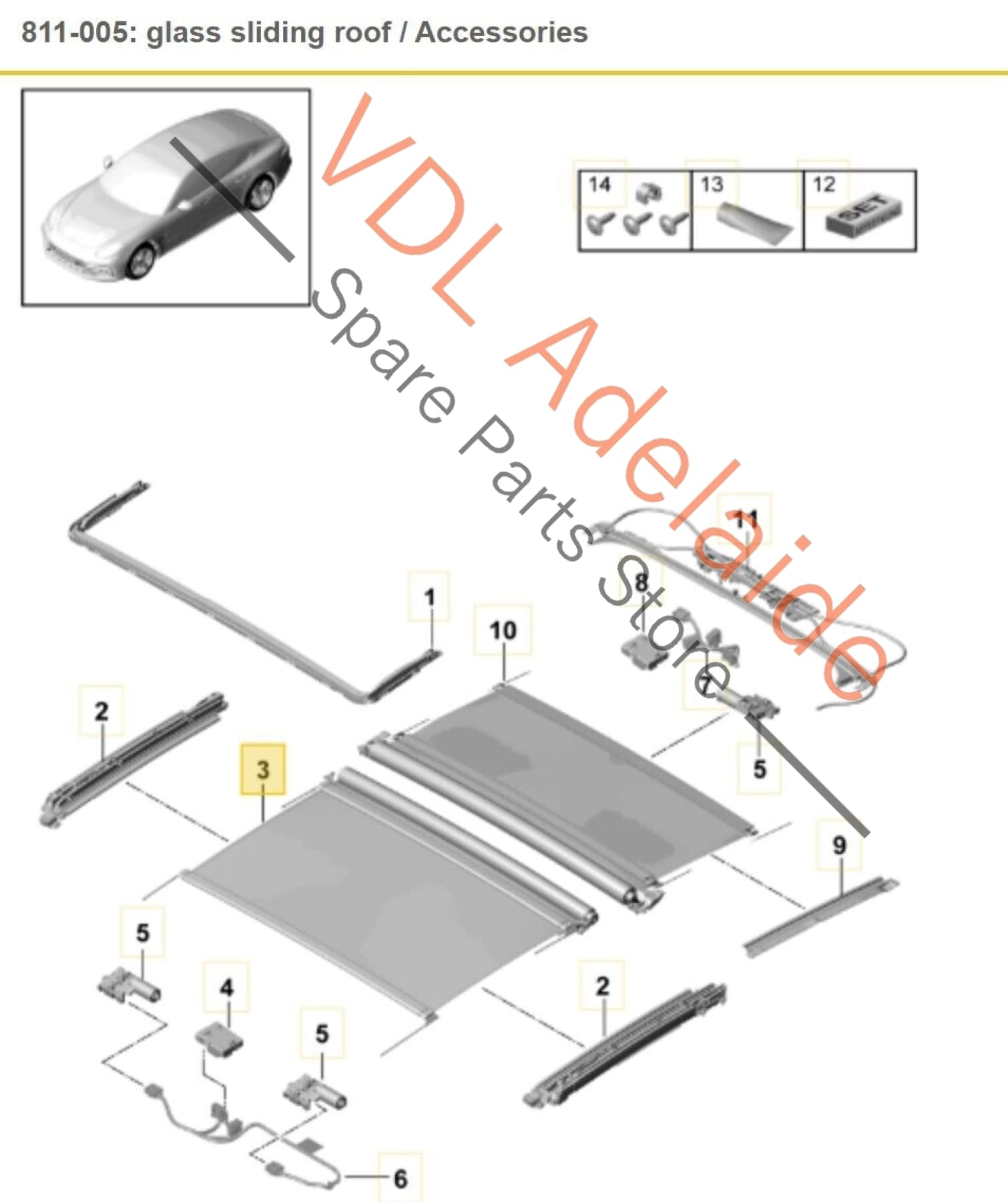 Porsche Panamera Turbo 971 Front Sunroof Roller Blind Sun Shade Curtain 971877307OU1