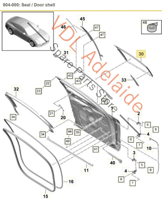 Porsche Panamera Turbo 971 Front Right Window Seal Guide Gasket 971837432