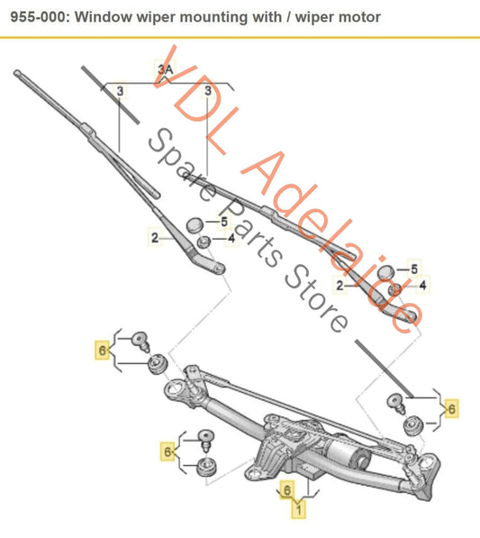 Audi RS3 8V Windscreen Wiper Linkage Motor Assembly for RHD 8V2955023D 8V2955023D