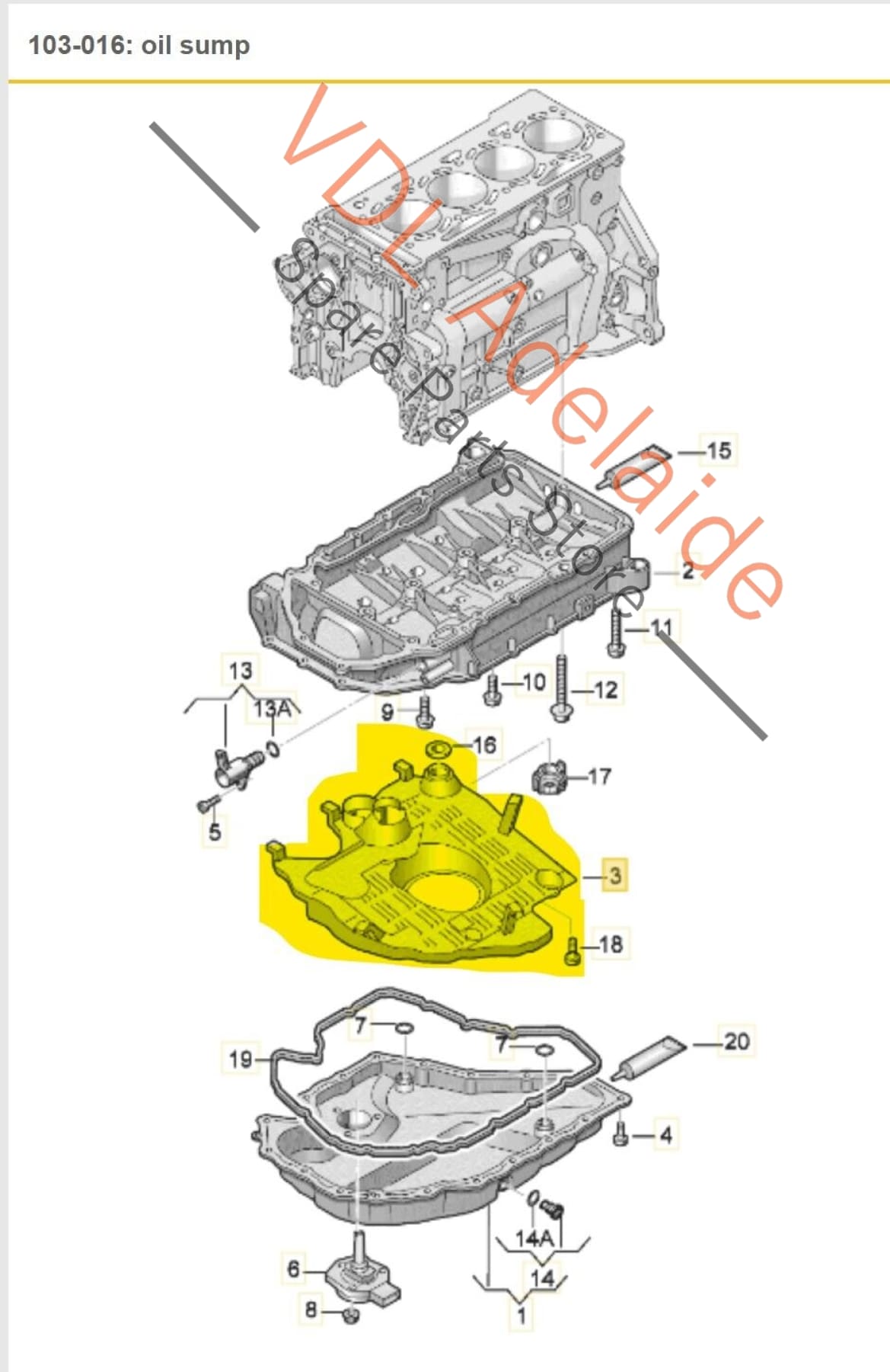 Genuine OEM VW Golf R GTi Audi S3 8V Oil Pan Sump Baffle Insert 06K103138P 06K103138P