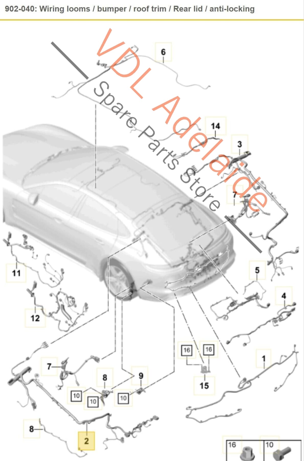 Porsche Panamera Turbo 971 Left Side Boot Hatch Wiring Set Harness 971971017Y 971971017Y