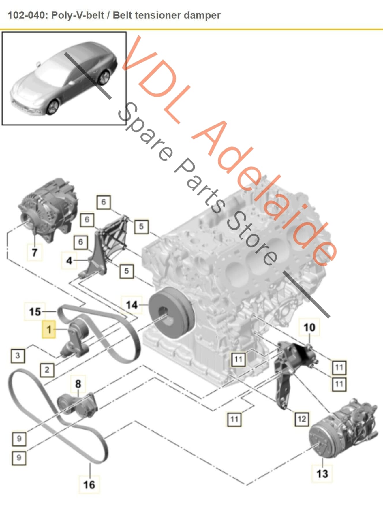 Porsche Panamera Turbo 971 Serpentine Belt Tensioner Damper