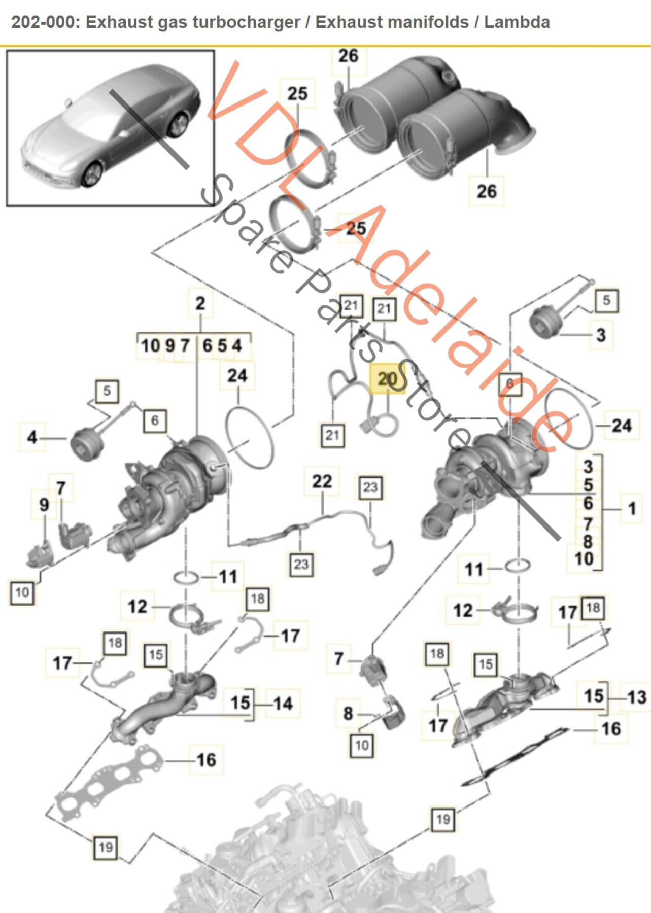 Porsche Panamera Turbo 971 Exhaust Gas Lambda Probe Oxygen Sensor 9A790626500