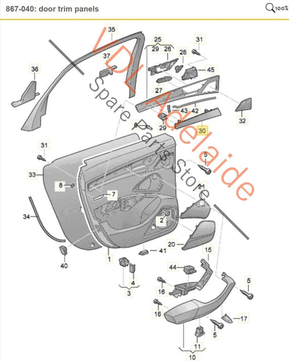 Audi A8 4H Rear Right Door Trim Insert Wood Ash Grain Balsamico Brown 4H0867420E