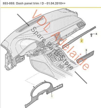 Audi A8 4H Aluminium Passenger Dash Panel Trim for RHD above Glovebox 4H2853173FGN6