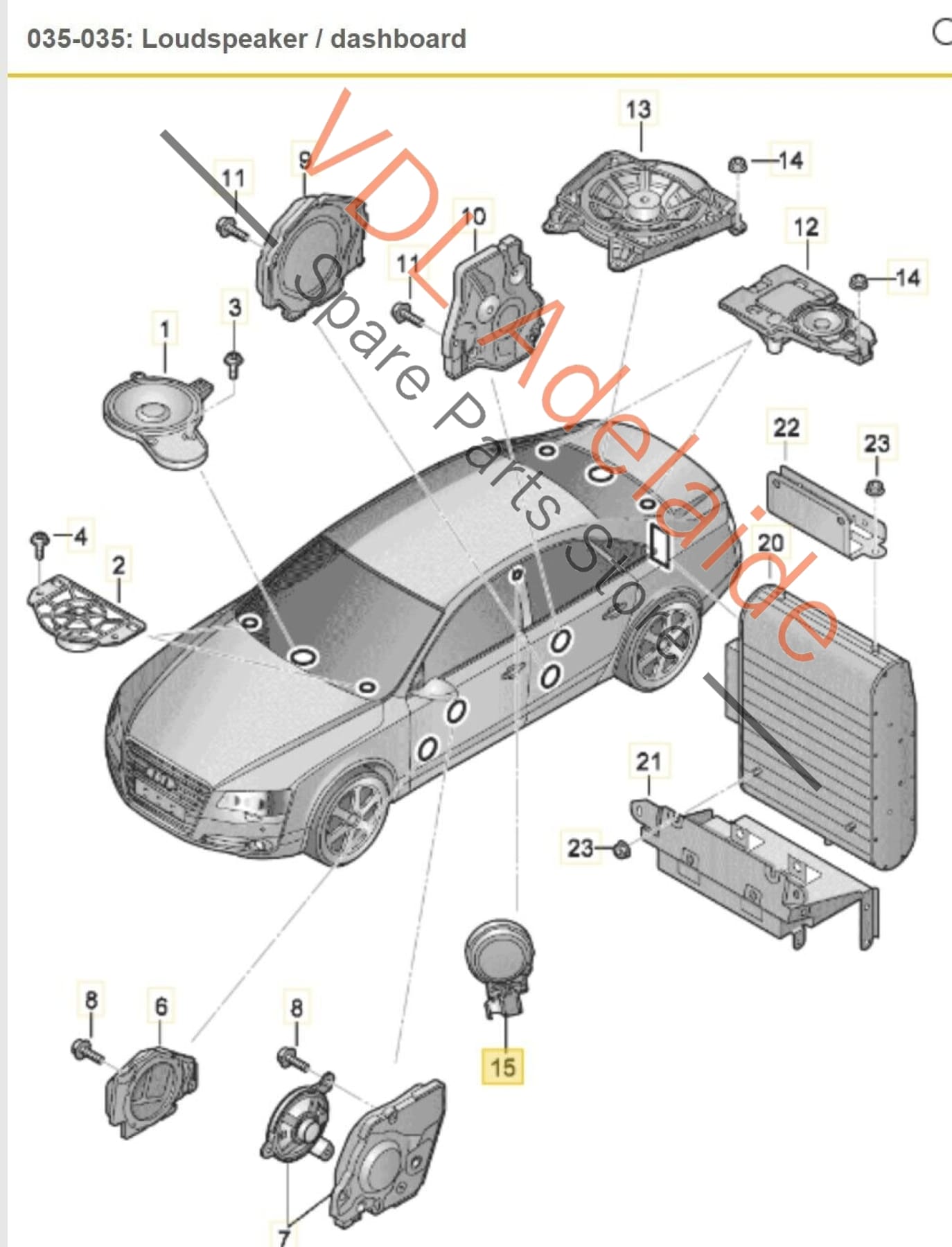 Audi A8 4H B Pillar Treble Speaker For Premium Bang & Olufsen Sound System 4H0035399D