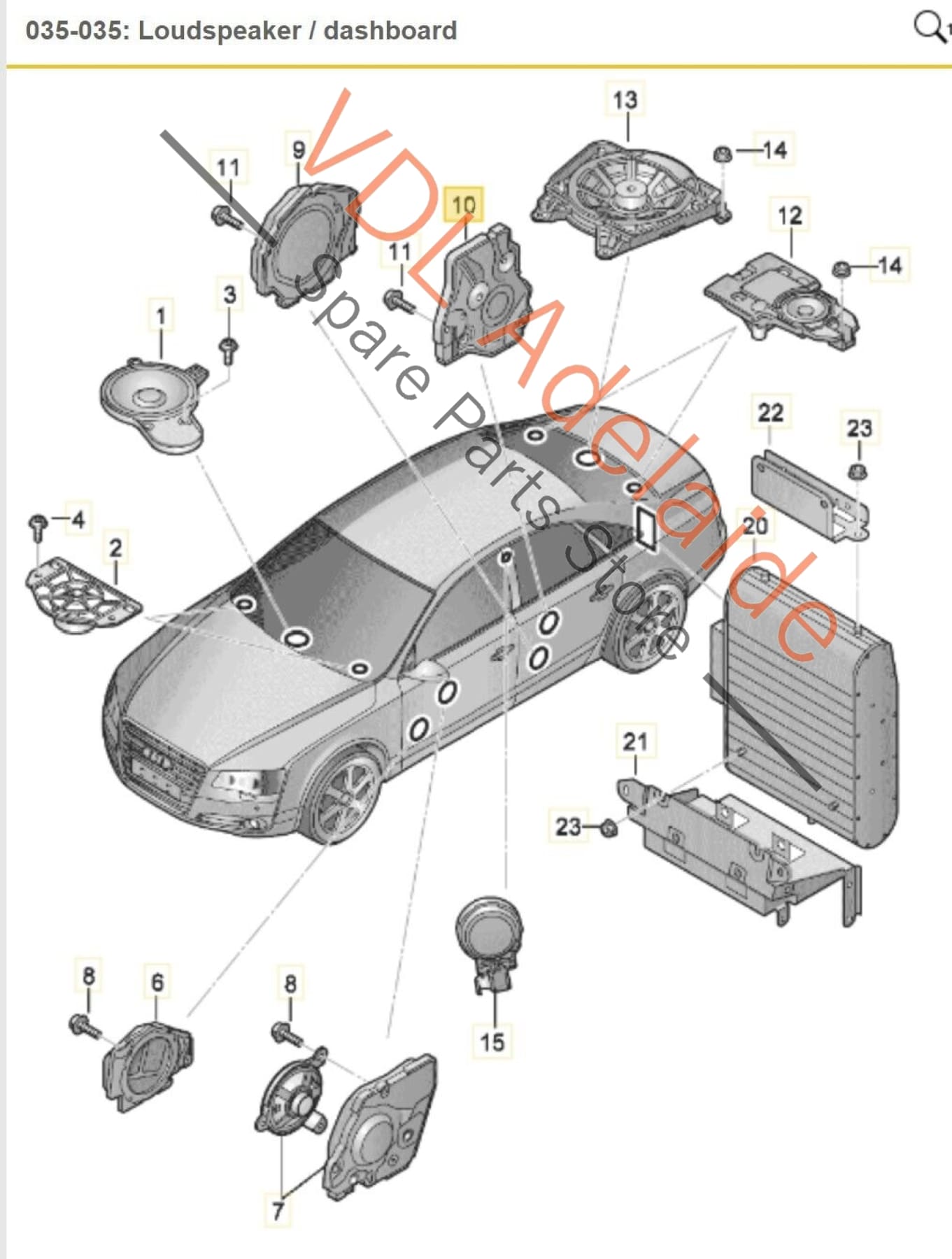 Audi A8 4H Right Rear Mid Range Speaker For Premium Bang & Olufsen Sound System 4H0035308