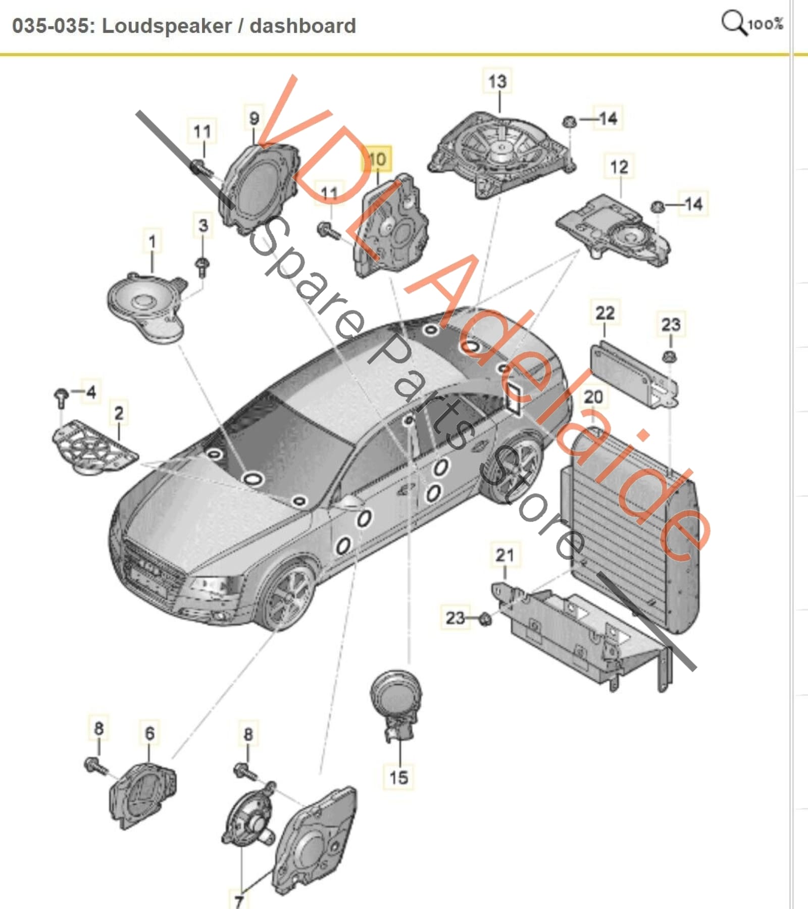 Audi A8 4H Left Rear Door Speaker For Premium Bang & Olufsen Sound System 4H0035307