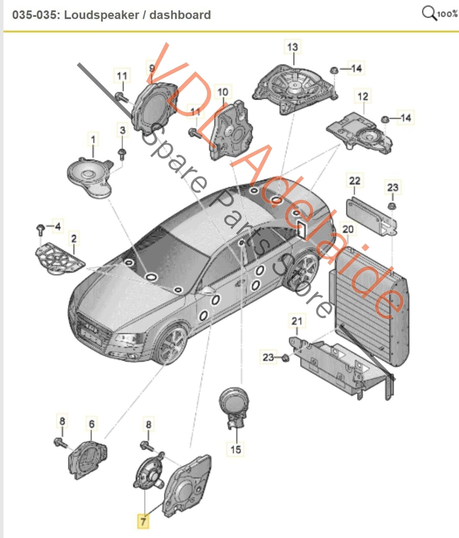 Audi A8 4H Right Front Door Speaker For Premium Bang & Olufsen Sound System 4H0035306