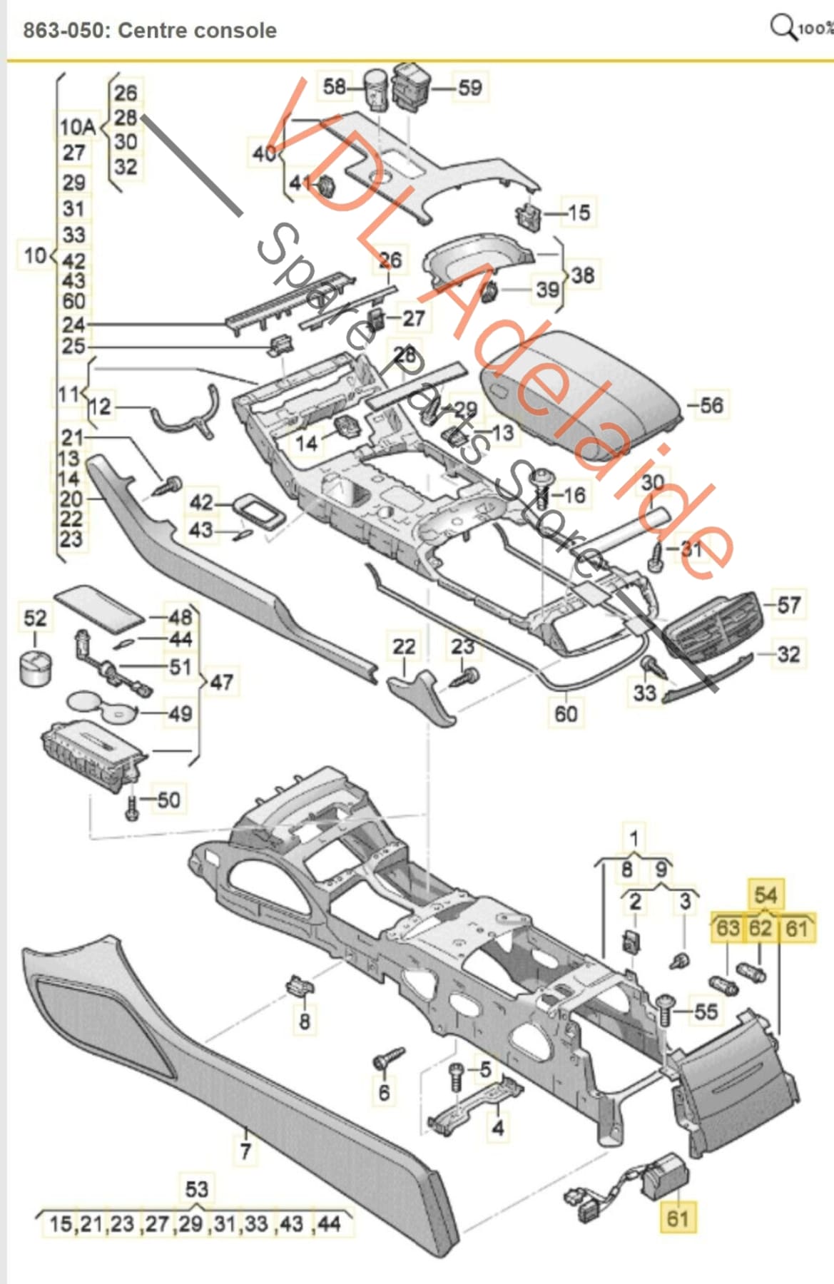 Audi A8 4H Rear Passenger Triple 12V Socket Lighter Flip Open Cabinet 4H0864051BDF3