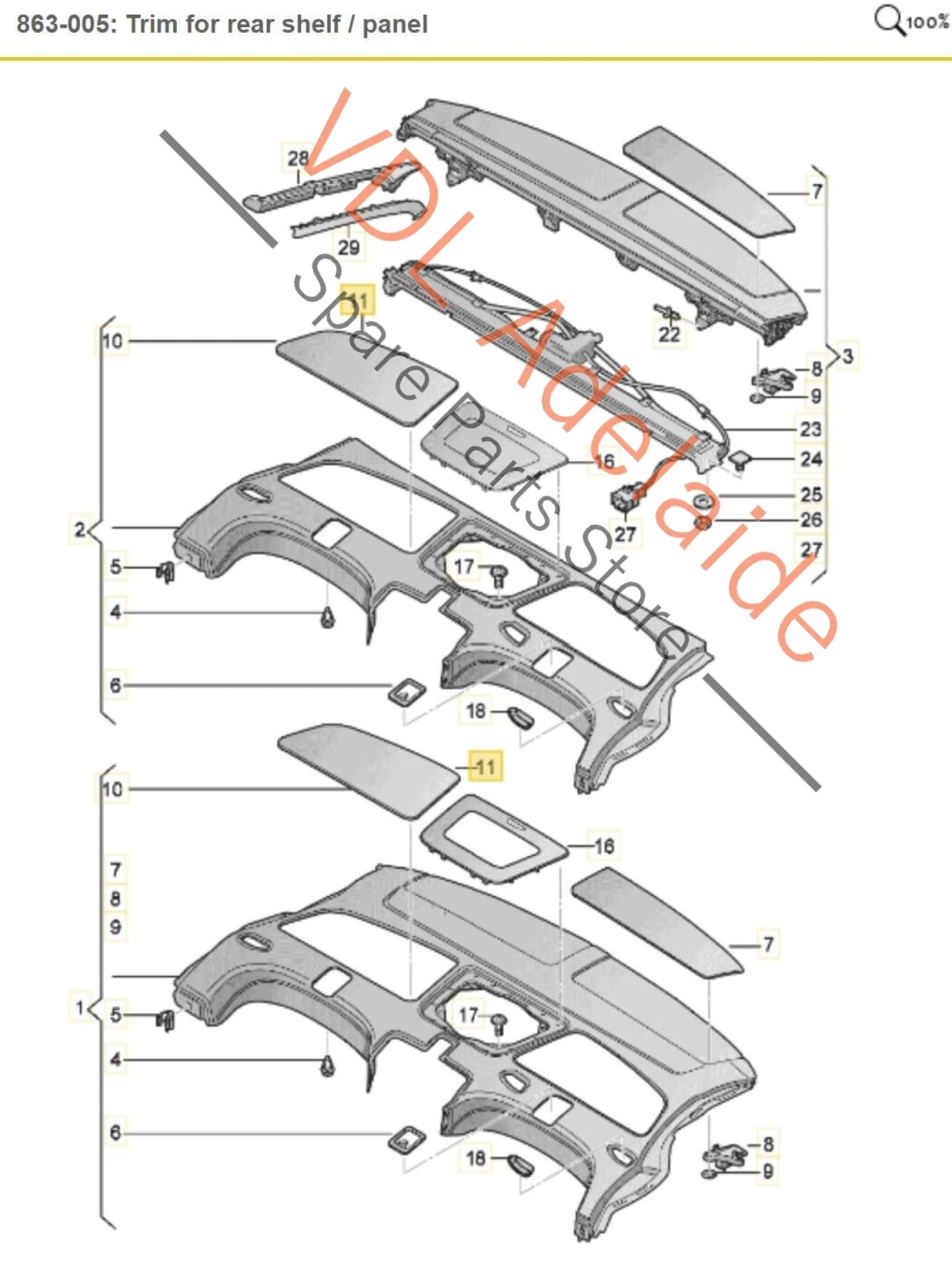 Audi A8 4H Rear Parcel Tray Speaker Cover Trim Bass LHS Left 4H0863487B  DC1 4H0863487B