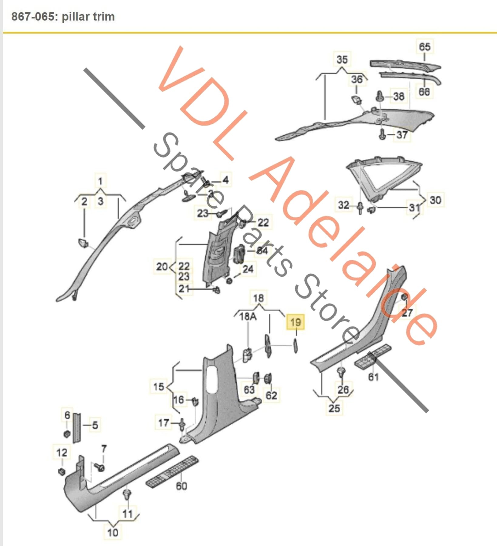 Audi A8 4H Left Side B Pillar Speaker Trim 4H0868147B Bang & Olufsen 4H0868147B