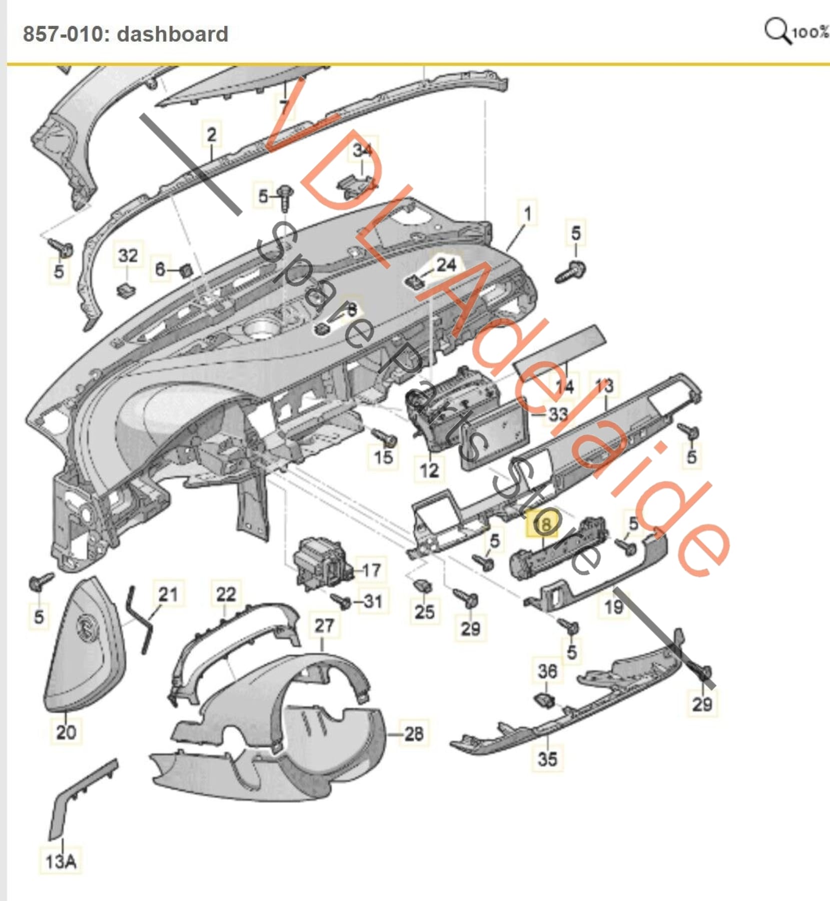 Audi A8 4H Centre Dash Flip Down Open Panel for Main MIB Unit 4H0858381A