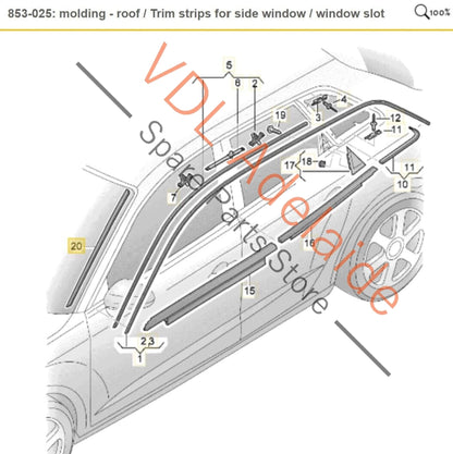 Audi S3 8V.5 Windscreen Wind Water Deflector Strip Left LHS Moulding Trim 8V3854327C