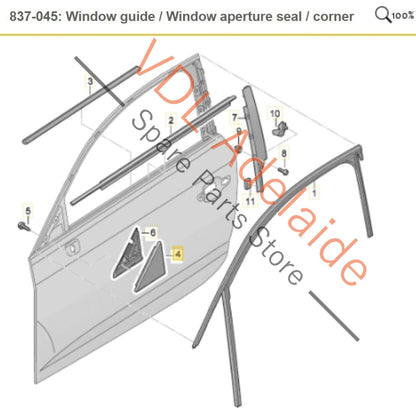 Audi S3 8V.5 Front Right Door Exterior Corner Trim A Pillar 8V4837638A