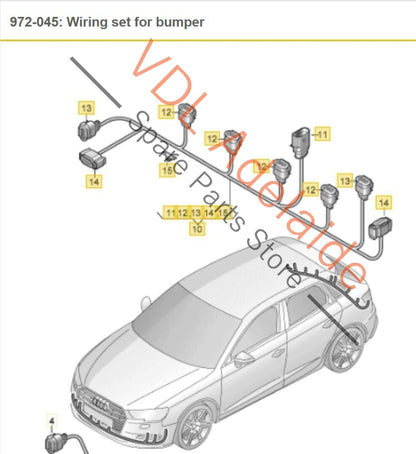 Audi S3 A3 8V 8V.5 Wiring Set for Rear Bumper Parking Sensors 8V0971104L