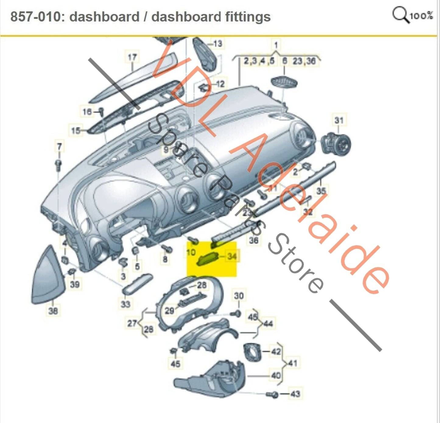 Audi A3 S3 8V Brushed Aluminium Dashboard Trim Left Side of Steering Column RHD