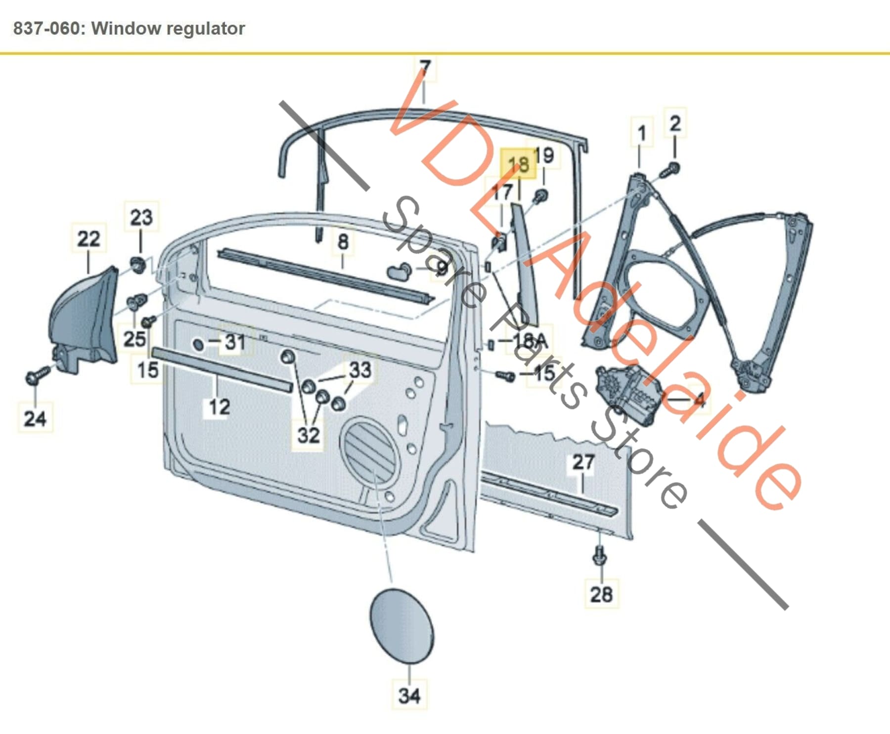 VW Golf MK5 R32 Left Side B Pillar Exterior Door Frame Moulding for 2dr Models 1K3837901B