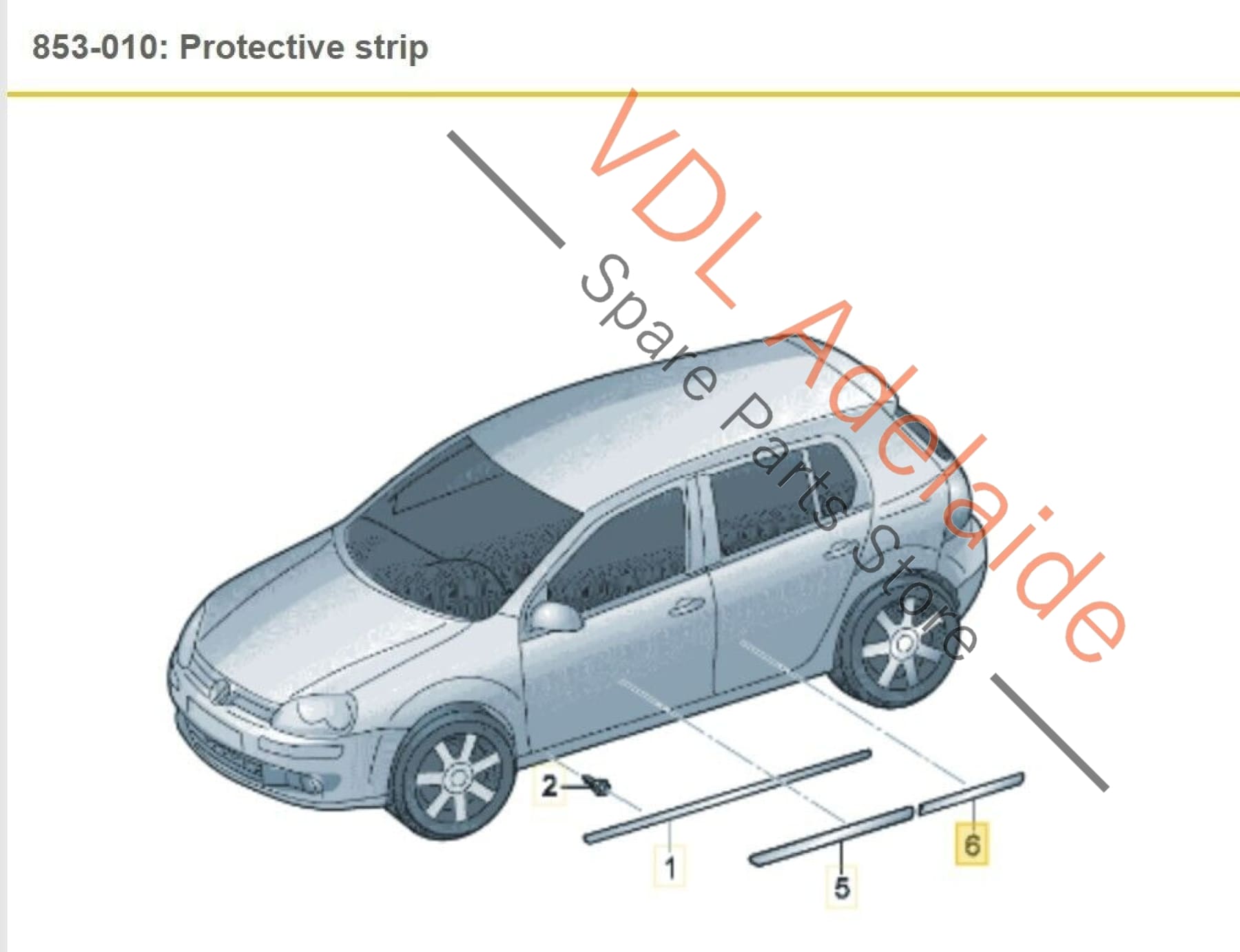 VW Golf MK5 R32 Left Side Rear Protective Strip for Door Bump Suit 2 Door Model 1K3853535A