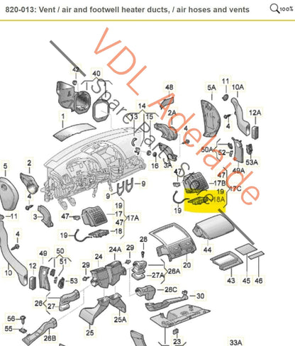 VW Touareg V10 7L Right Side Air Conditioning Vent Switch Scroll Button 7L6819765J