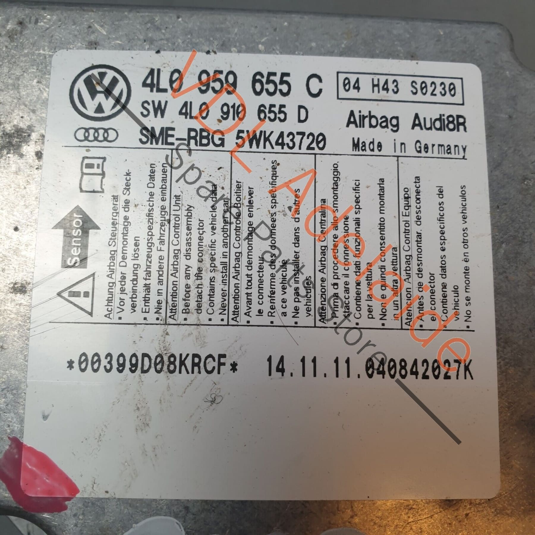 Audi Q7 6.0L V12 4L Control Module No Crash Data 4L0910655D 002 4L0910655D