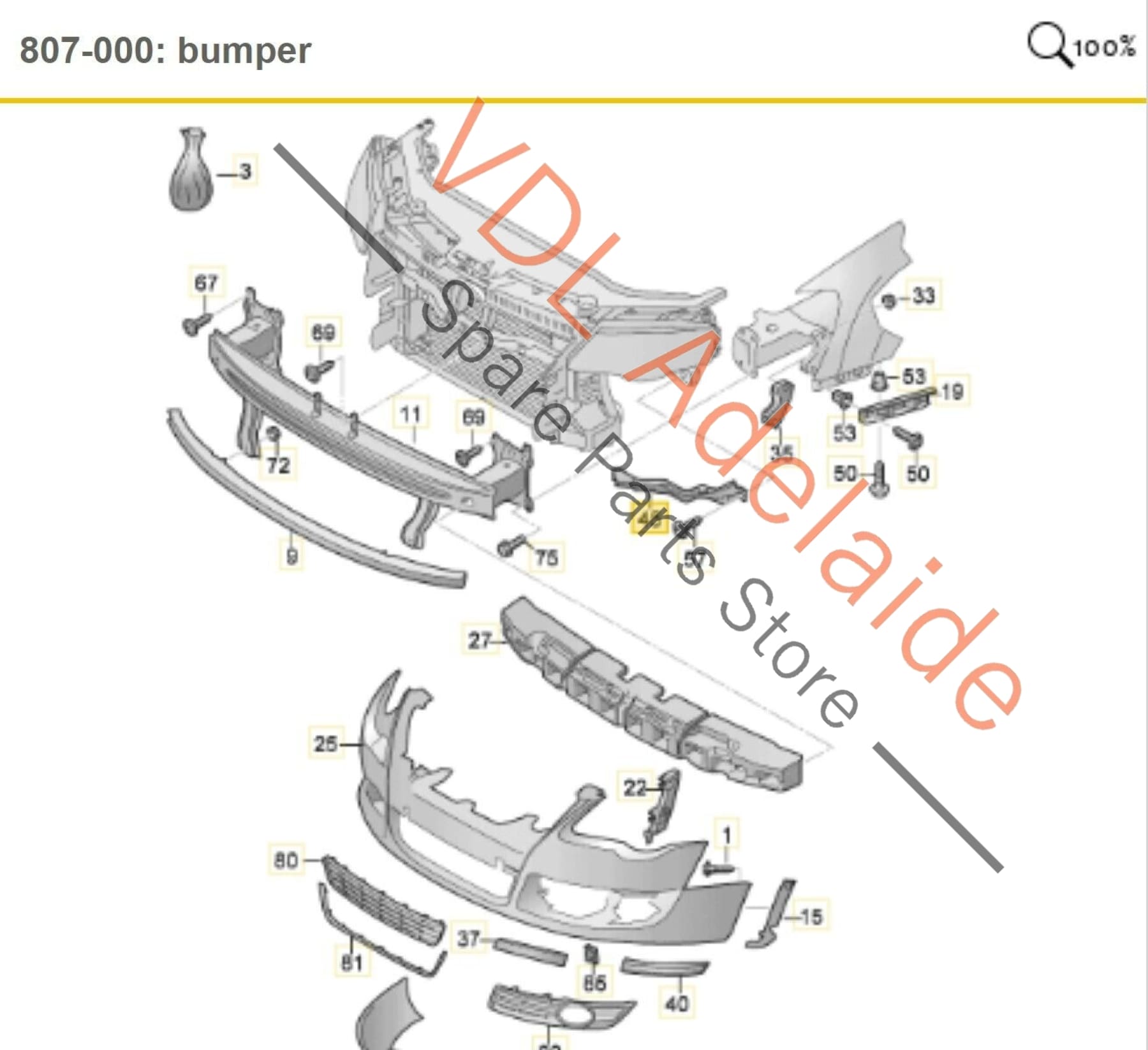 VW R36 Passat 3C B6 Left Front Bumper Profile Guide Bracket 3C0807889A 3C0807889A