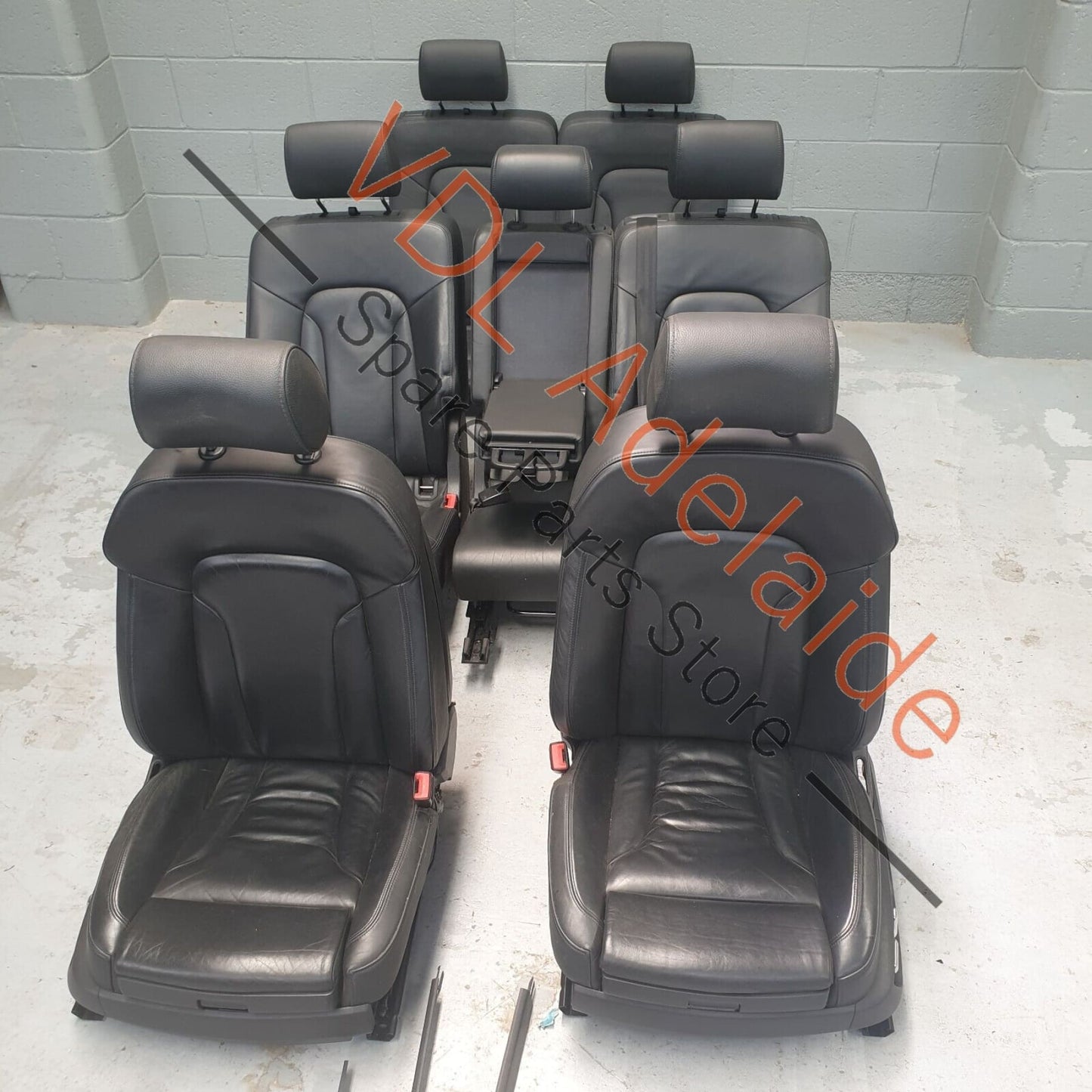 Audi Q7 6.0L V12 4L Front & Rear Seat Set Black VERANO Leather 