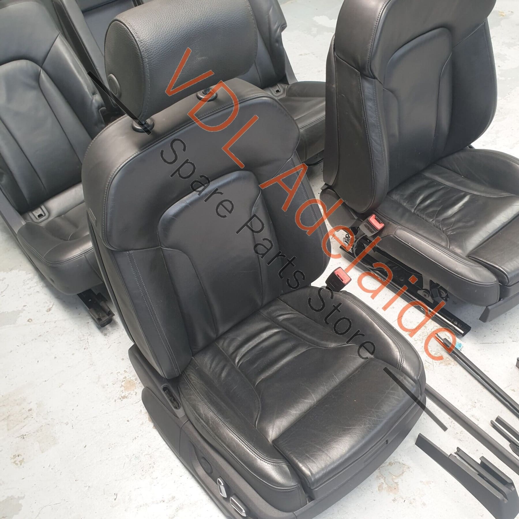 Audi Q7 6.0L V12 4L Front & Rear Seat Set Black VERANO Leather 