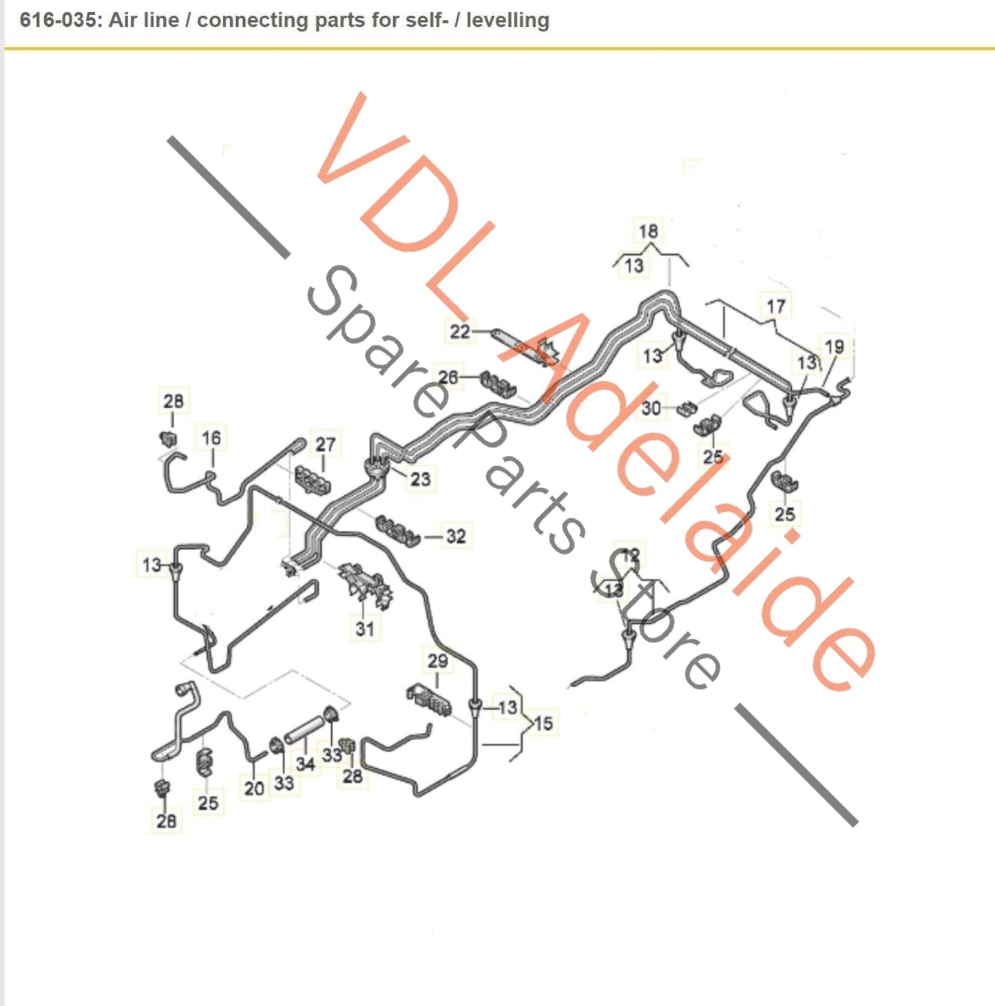 Audi Q7 6.0L V12 4L Complete Set of High Pressure Air Suspension Hoses Lines 7L8616706