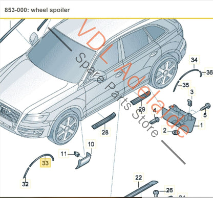 Audi Q7 6.0L V12 4L Right Front Wheel-Arch Widening Spoiler Trim 4L0853718D 4L0853718D