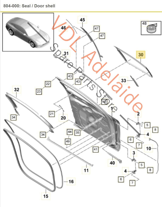 Porsche Panamera 971 Front Left Door Window Seal Guide 971837431 971837431