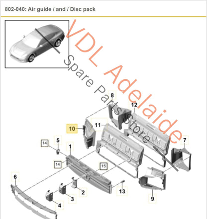 Porsche Panamera 971 Front Right Intercooler Radiator Air Guide 971121334C 971121334C