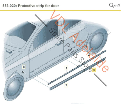 VW R36 Passat 3C B6 Rear Right Door Protective Cover Strip Molding 3C0854950B 3C0854950B