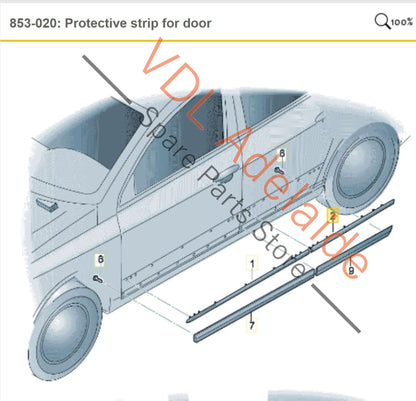 VW R36 Passat 3C B6 Rear Right Door Chrome Protective Cover Strip 3C0853754C 3C0853754C