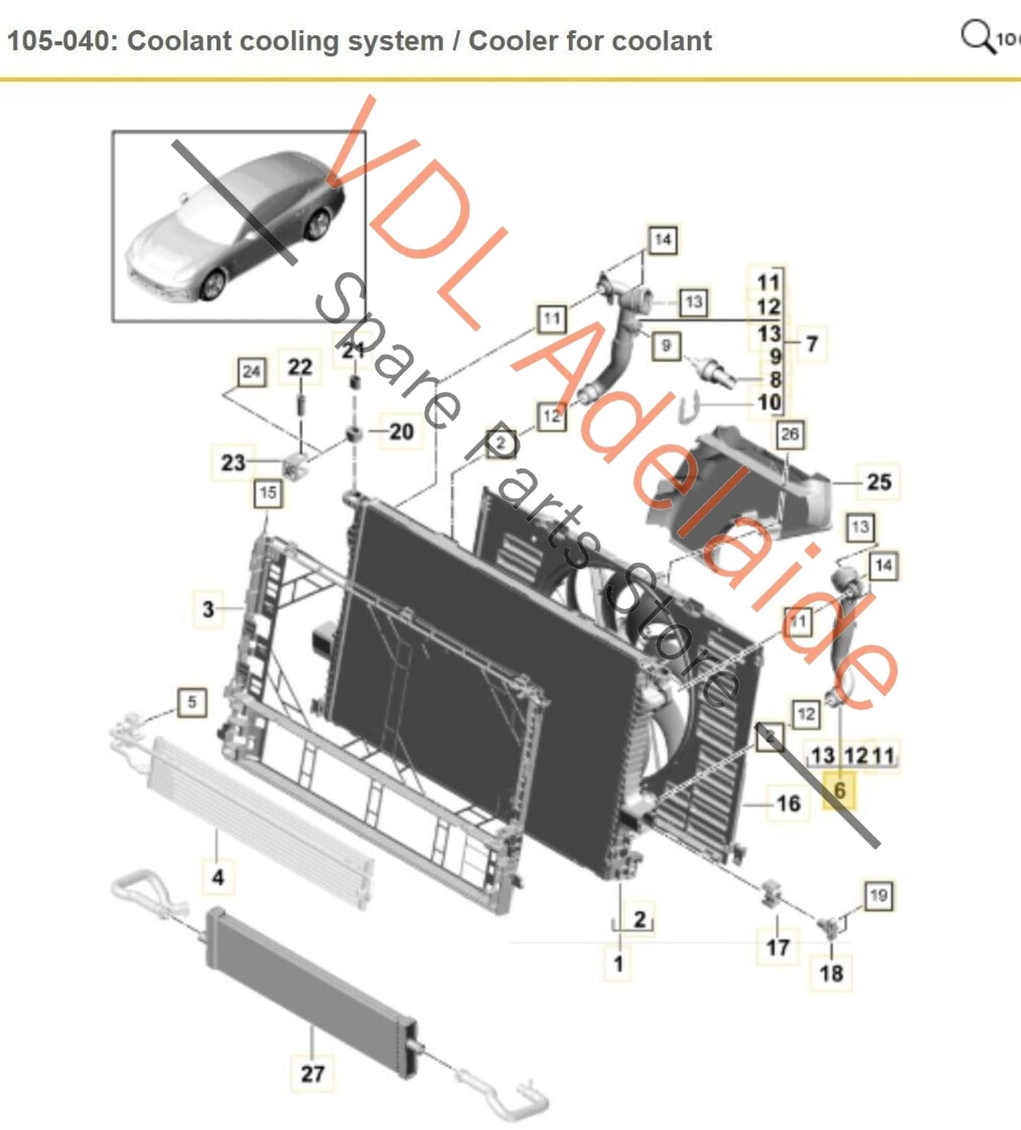 Porsche Panamera 971 Left Side Radiator Coolant Hose 9A712143800