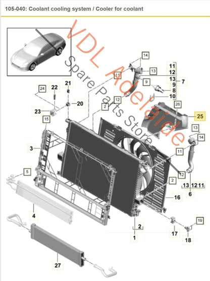 Porsche Panamera 971 Radiator Air Guide Back of Radiator 9A711936311 9A711936311