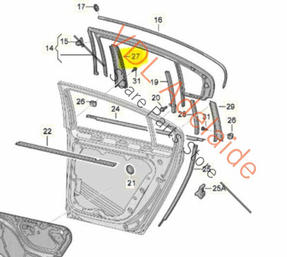 VW Passat R36 B6 3C Wagon Pillar Trim for Rear Left Door Window Frame 3C0839901B 3C0839901B