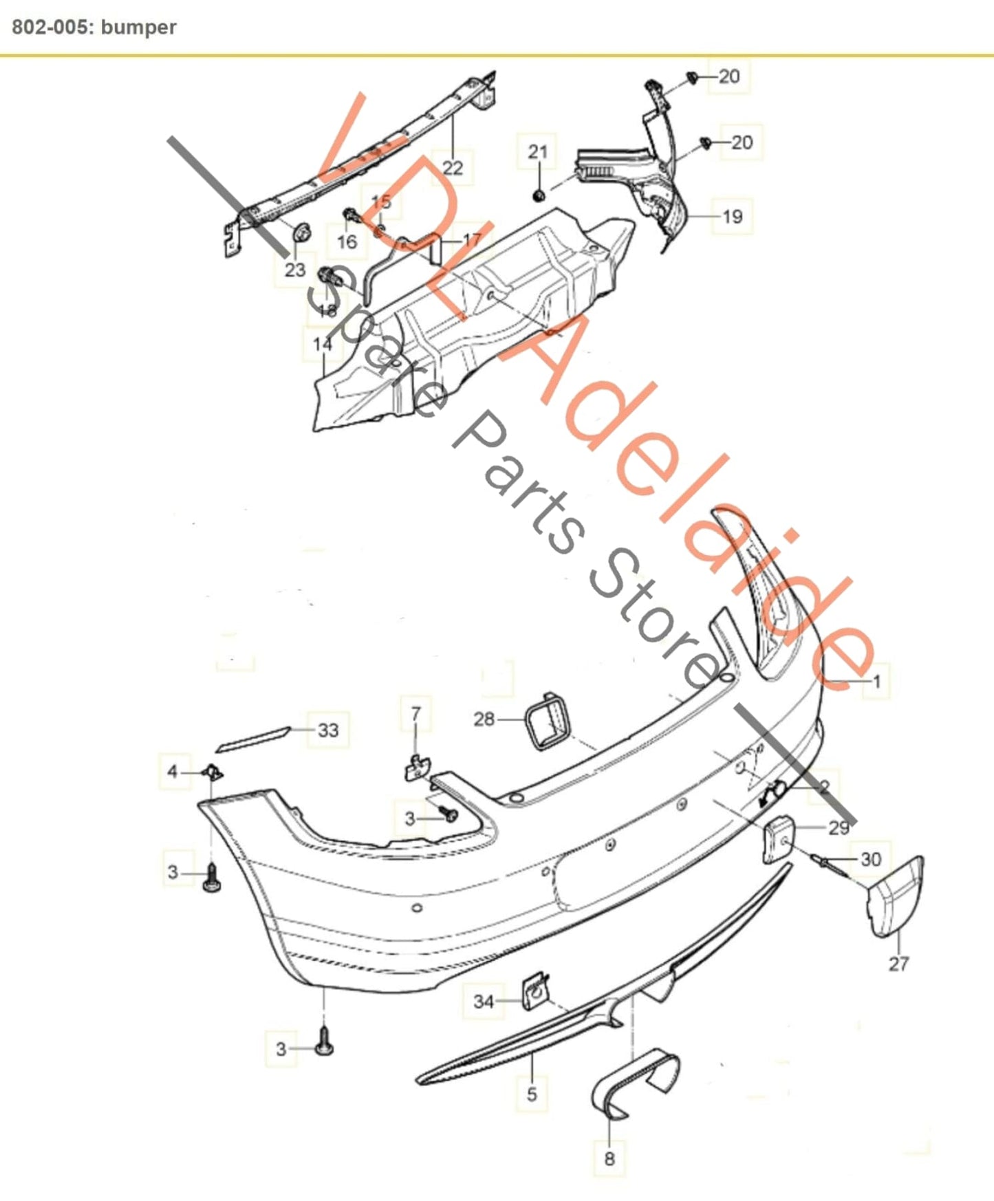 Porsche Cayman R 987 Back Rear Trim Bumper Bar Cover Assembly 98750529106