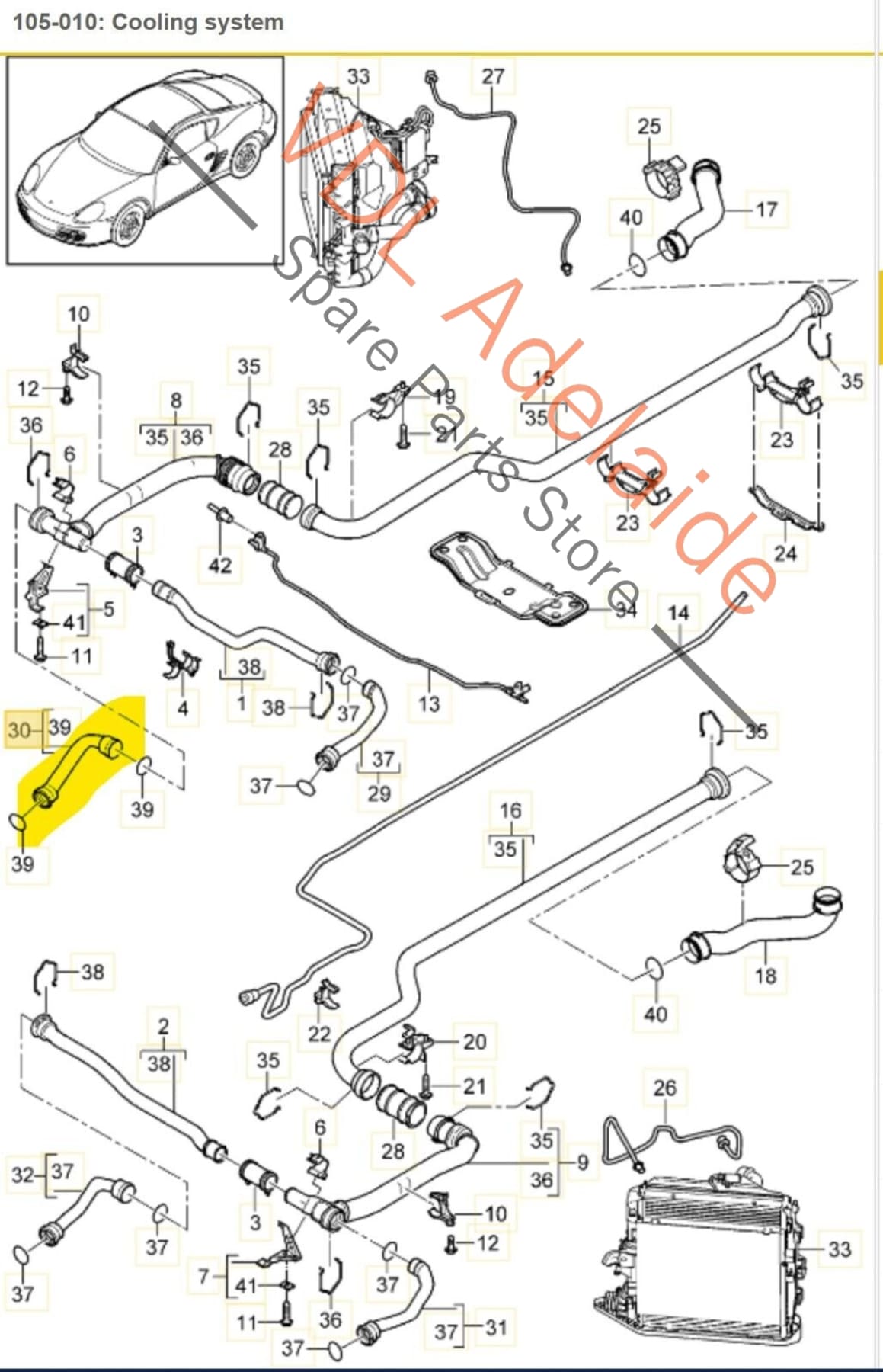 Porsche Cayman R 987 Coolant Hose 99710662703 99710662703