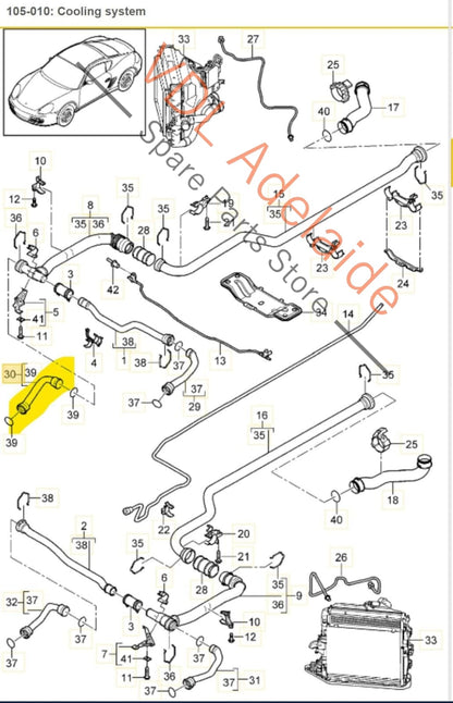 Porsche Cayman R 987 Coolant Hose 99710662703 99710662703